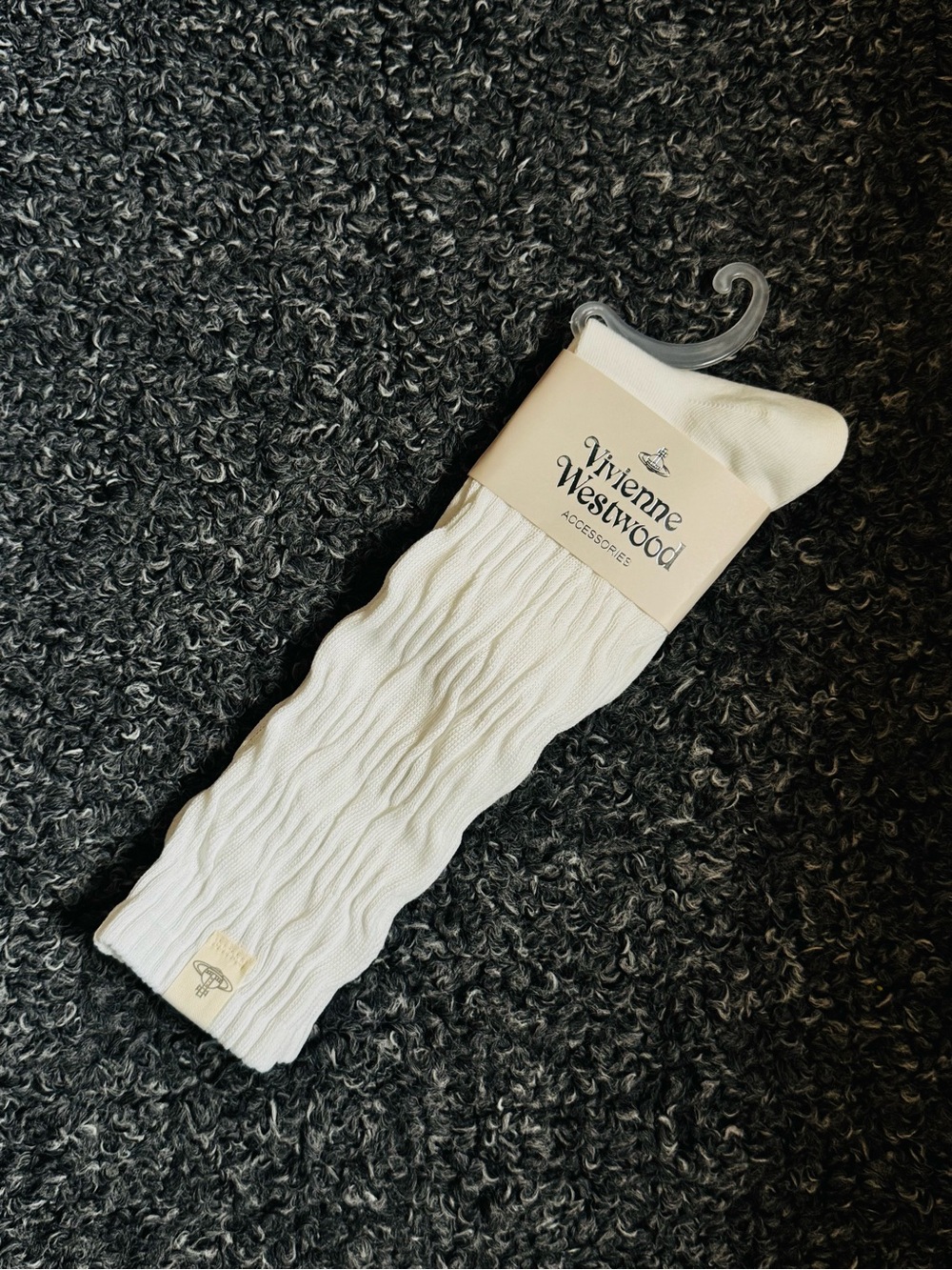 Japanese Vivienne Westwood White Ribbed Crew - Slouch Socks - Women’s